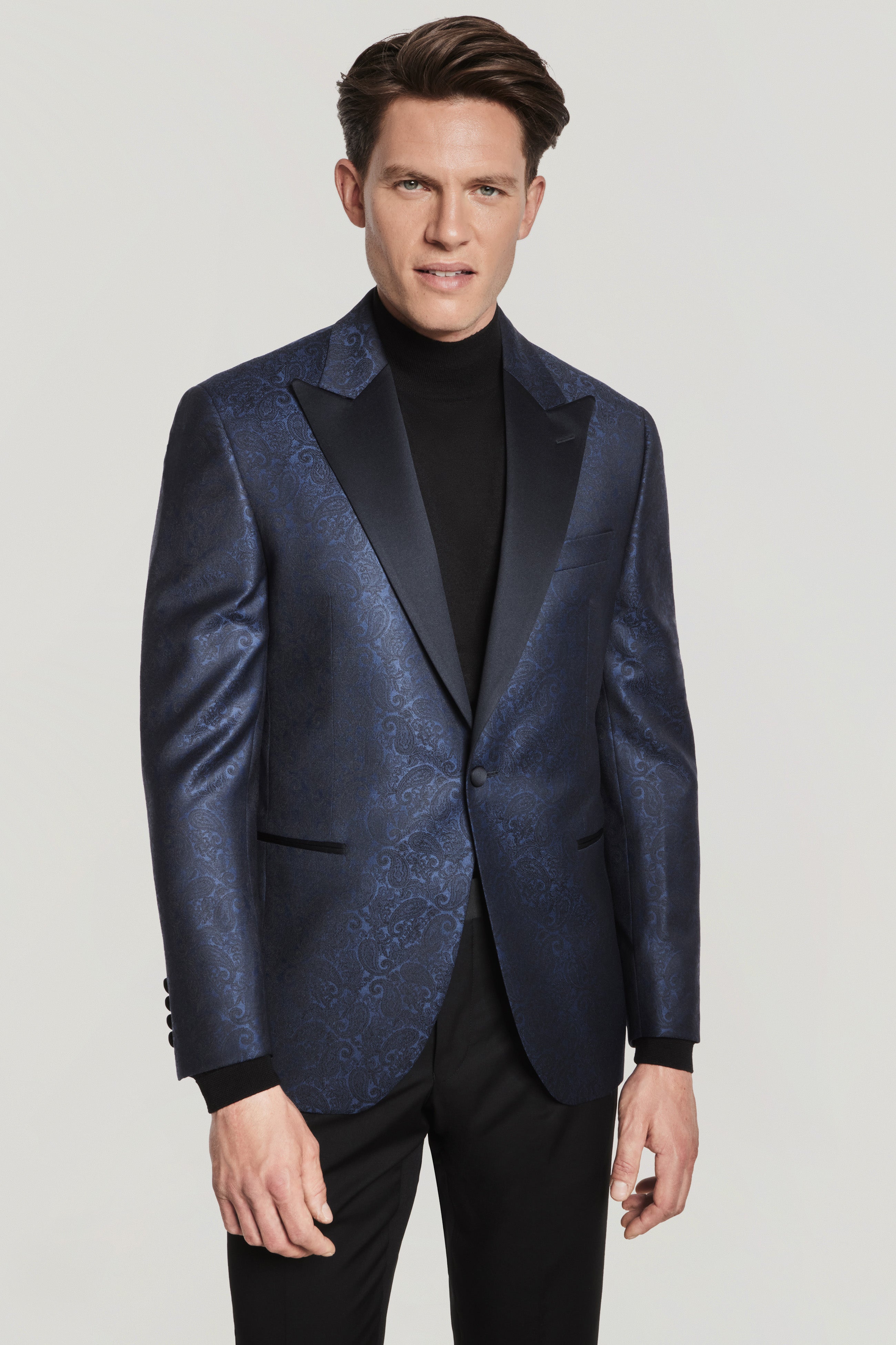 Alt view Navy Paisley Dinner Jacket