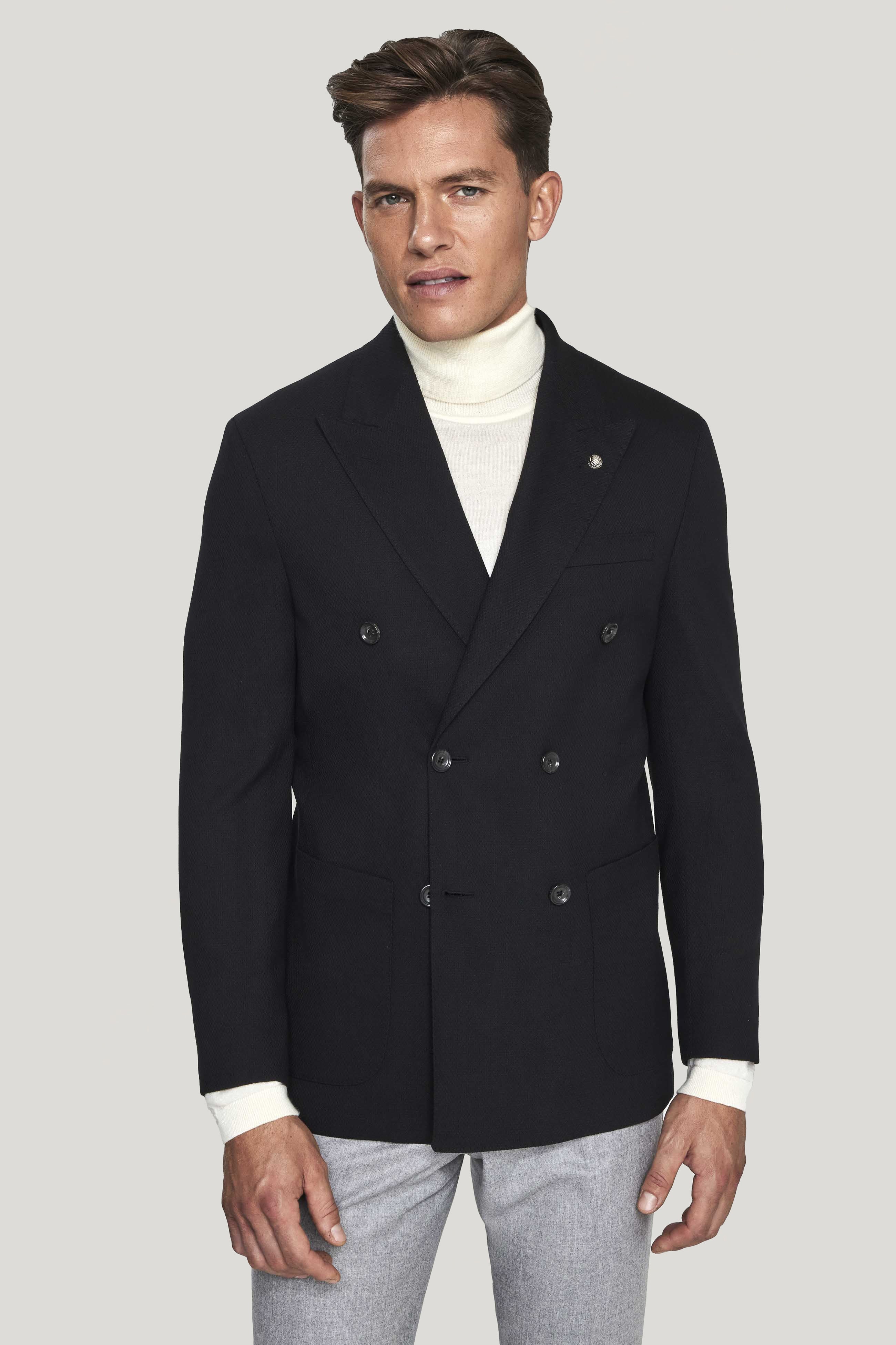 Vue alternative Blazer croisé en tricot texturé noir