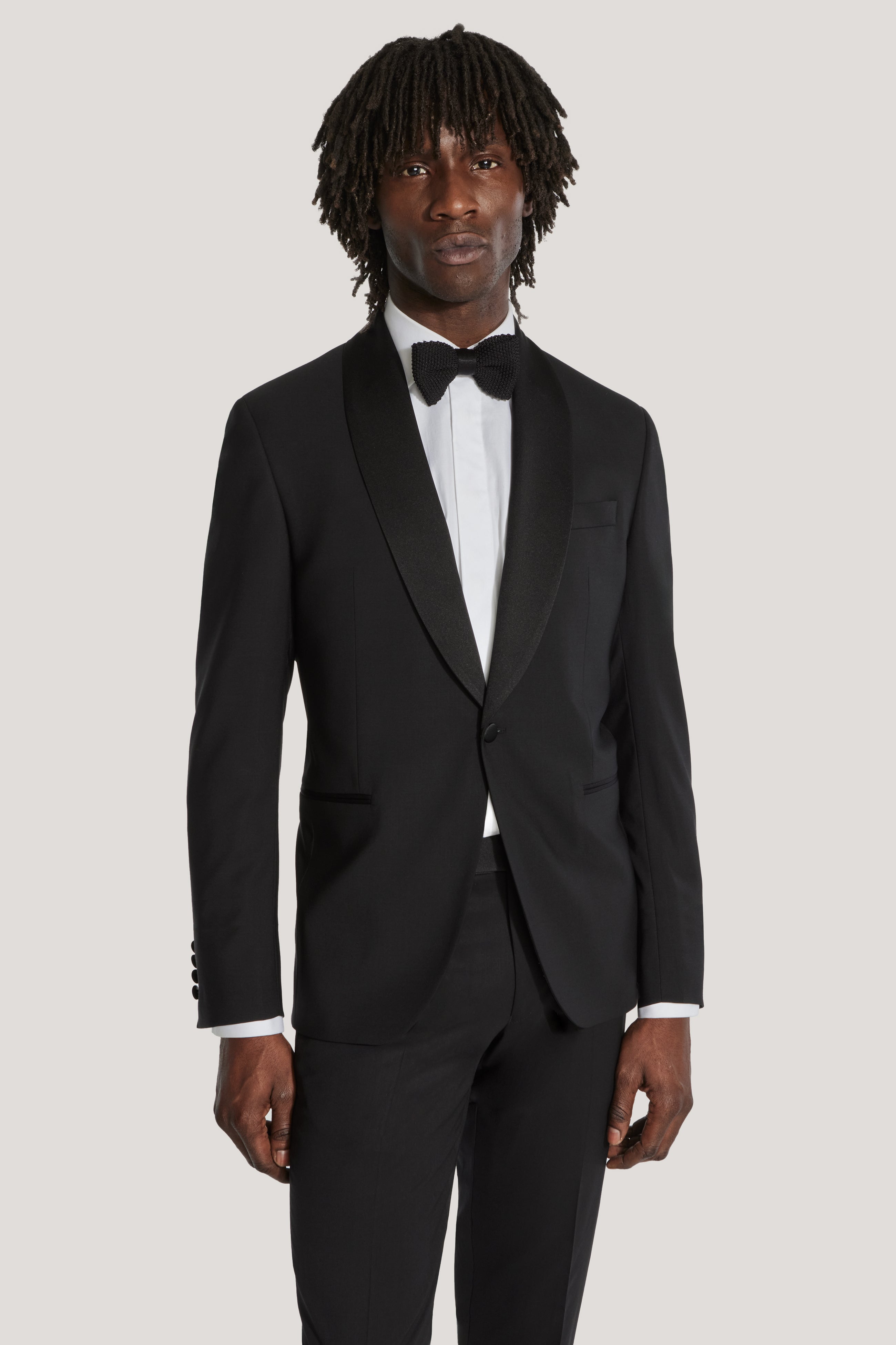 Vue alternative 1 Black Shawl Collar Solid Tuxedo Suit