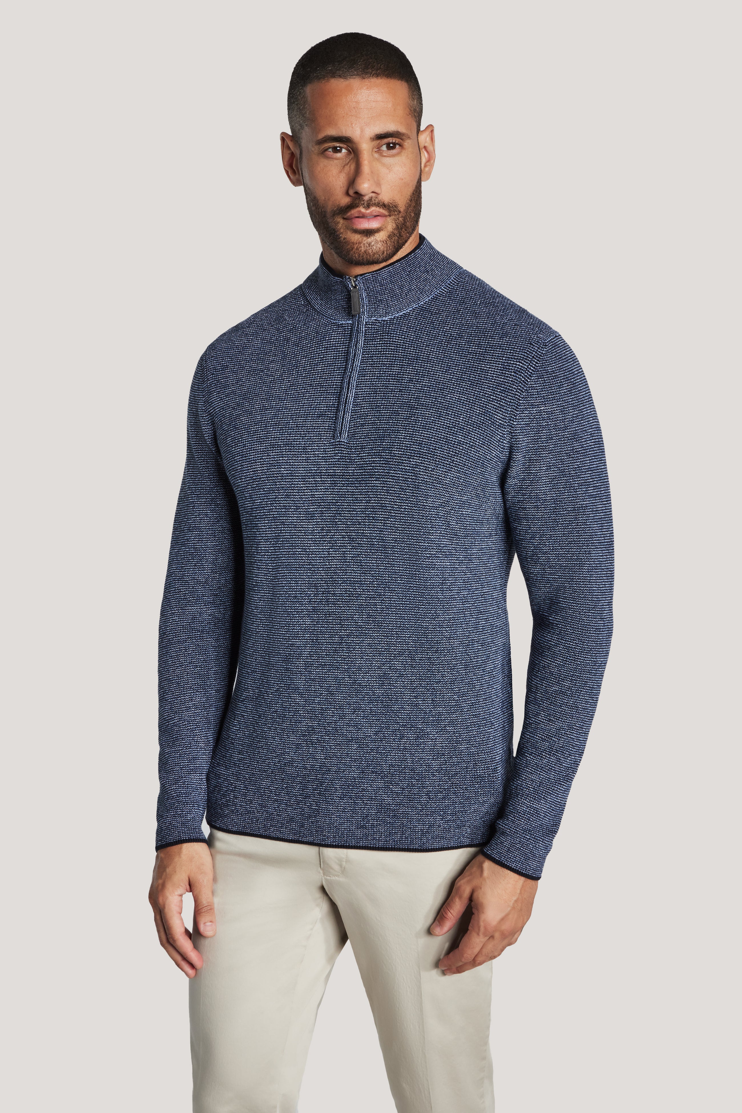 Alt view Navy Melange Quarter Zip Sweater