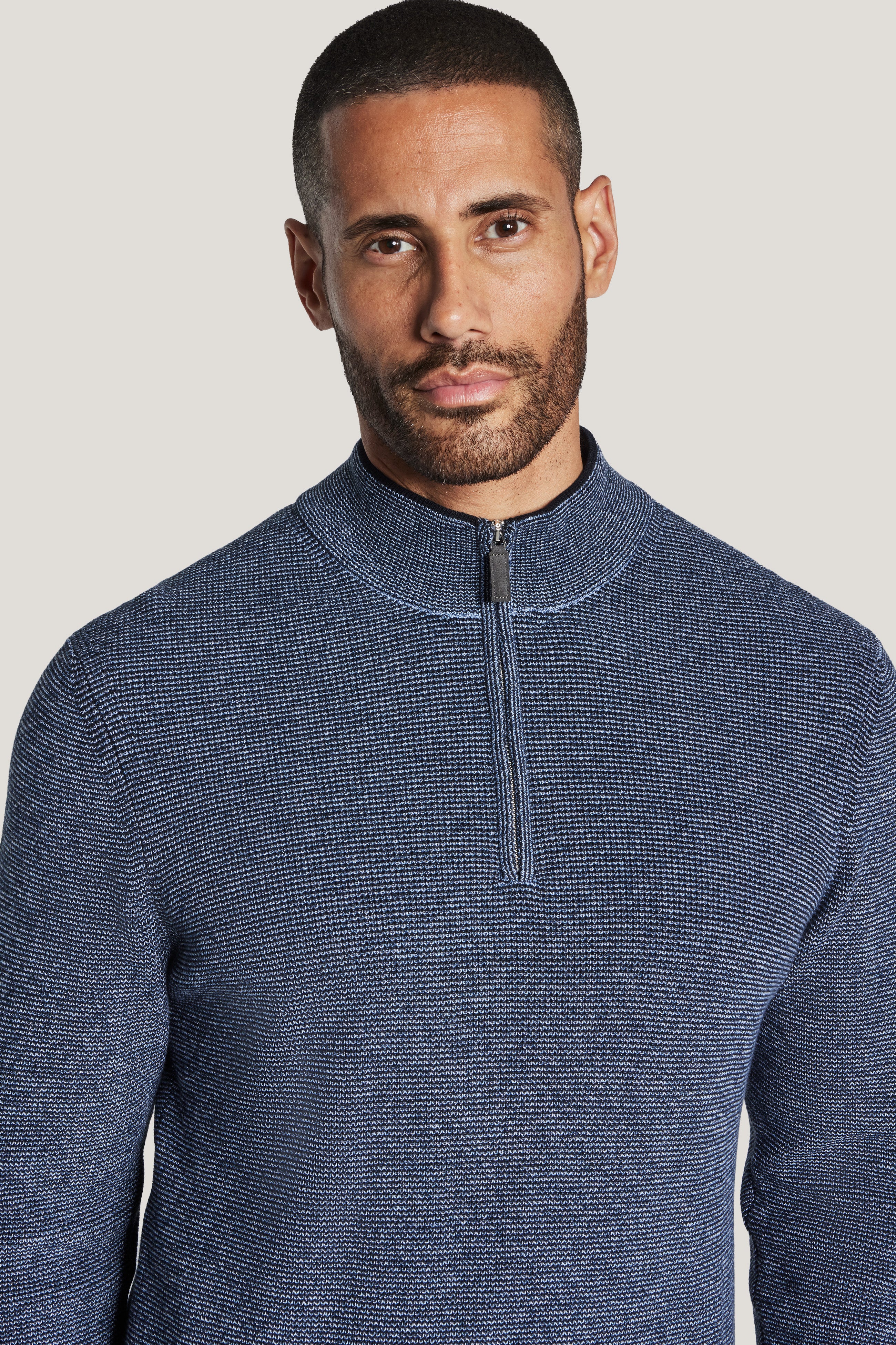 Alt view 1 Navy Melange Quarter Zip Sweater