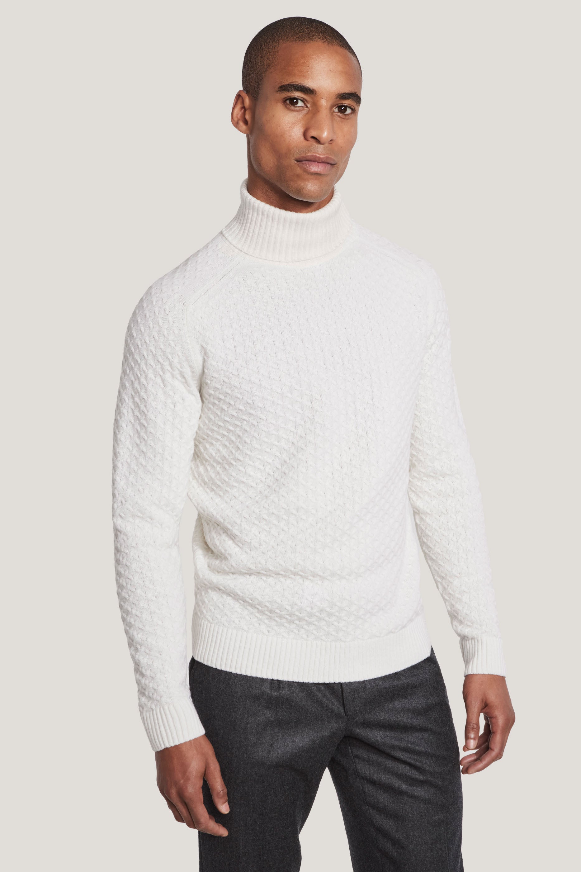 Alt view Ecru Textured Turtleneck