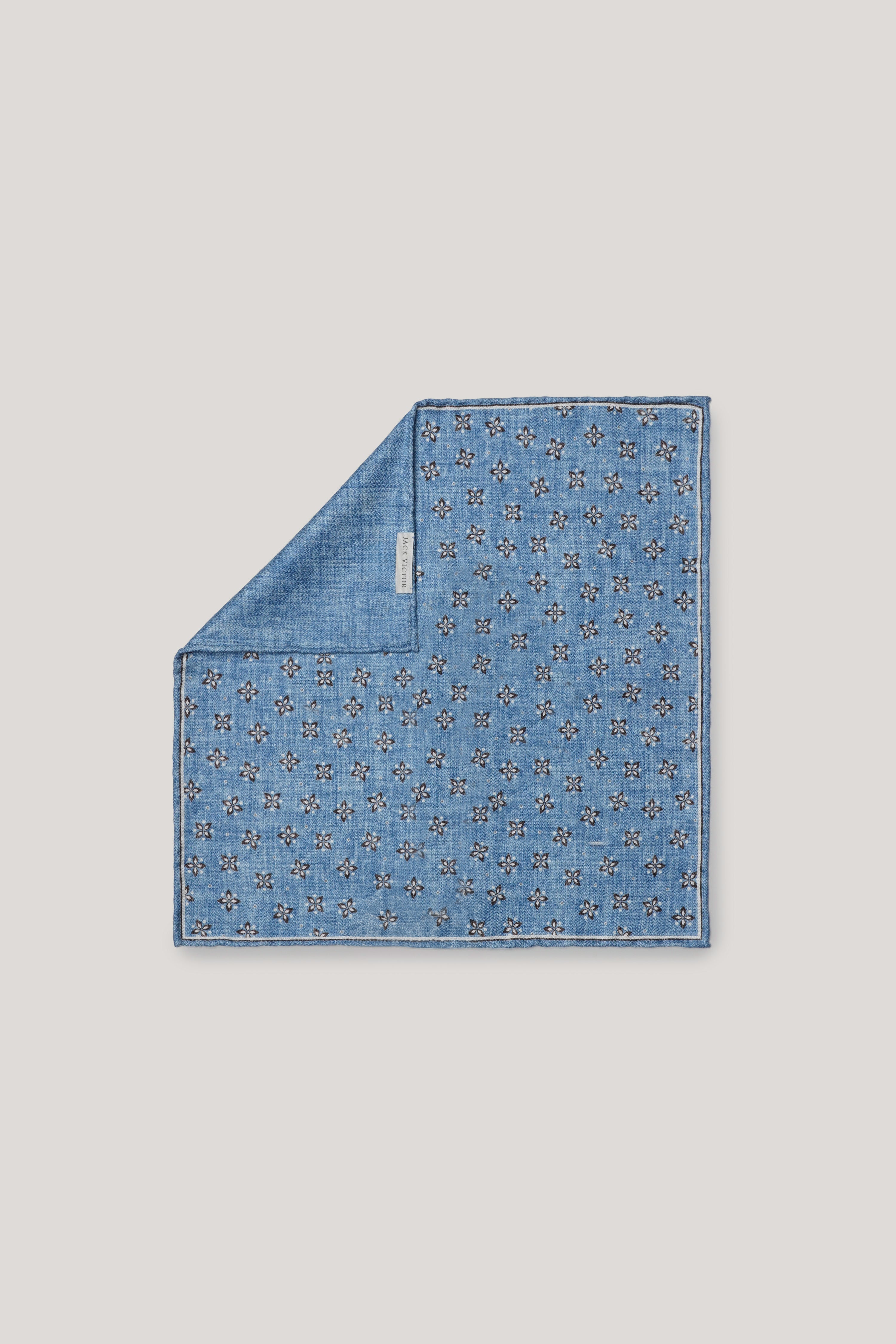 Alt view Sky Blue Floral Printed Pocket Square