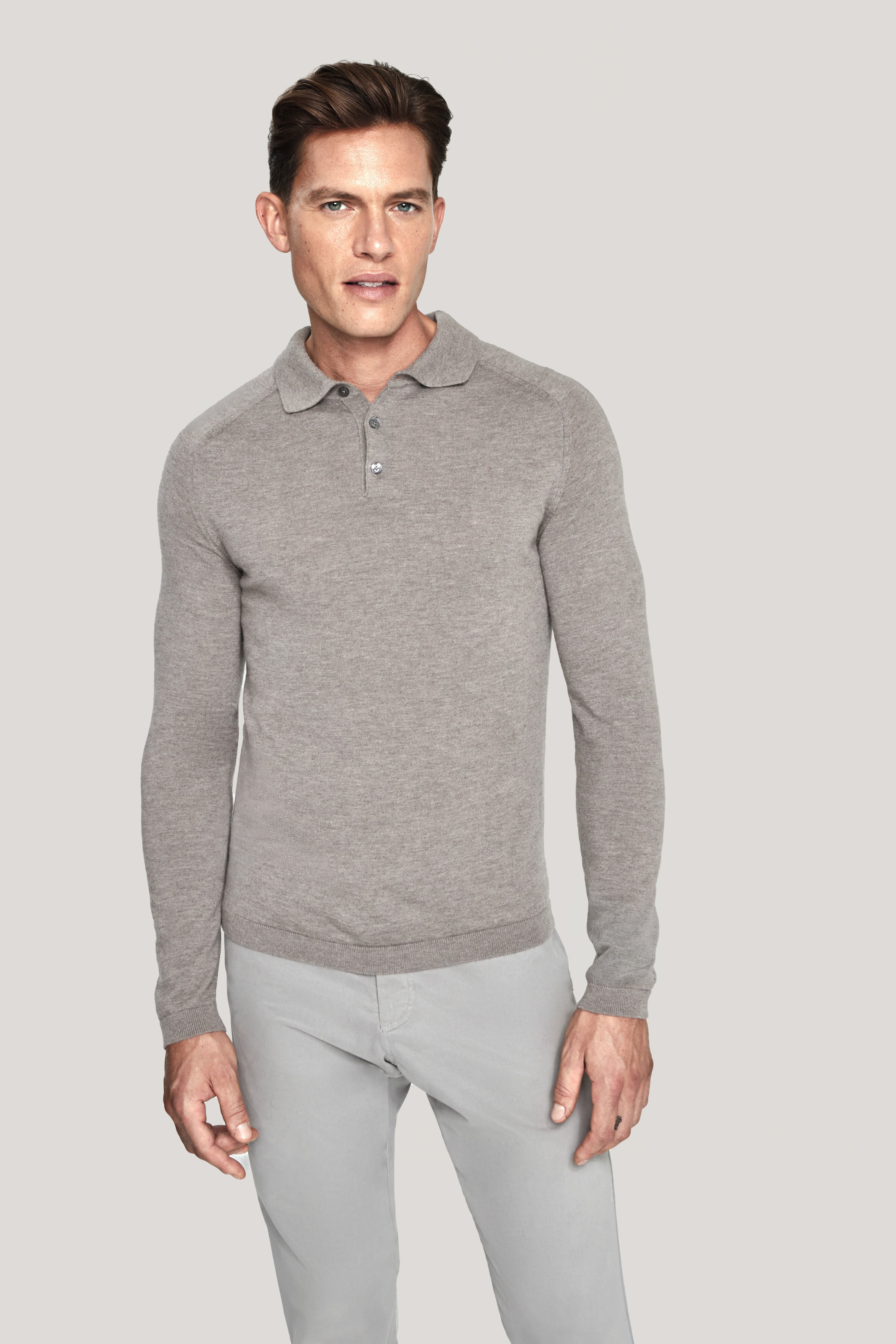 Alt view Taupe Long-Sleeve Polo