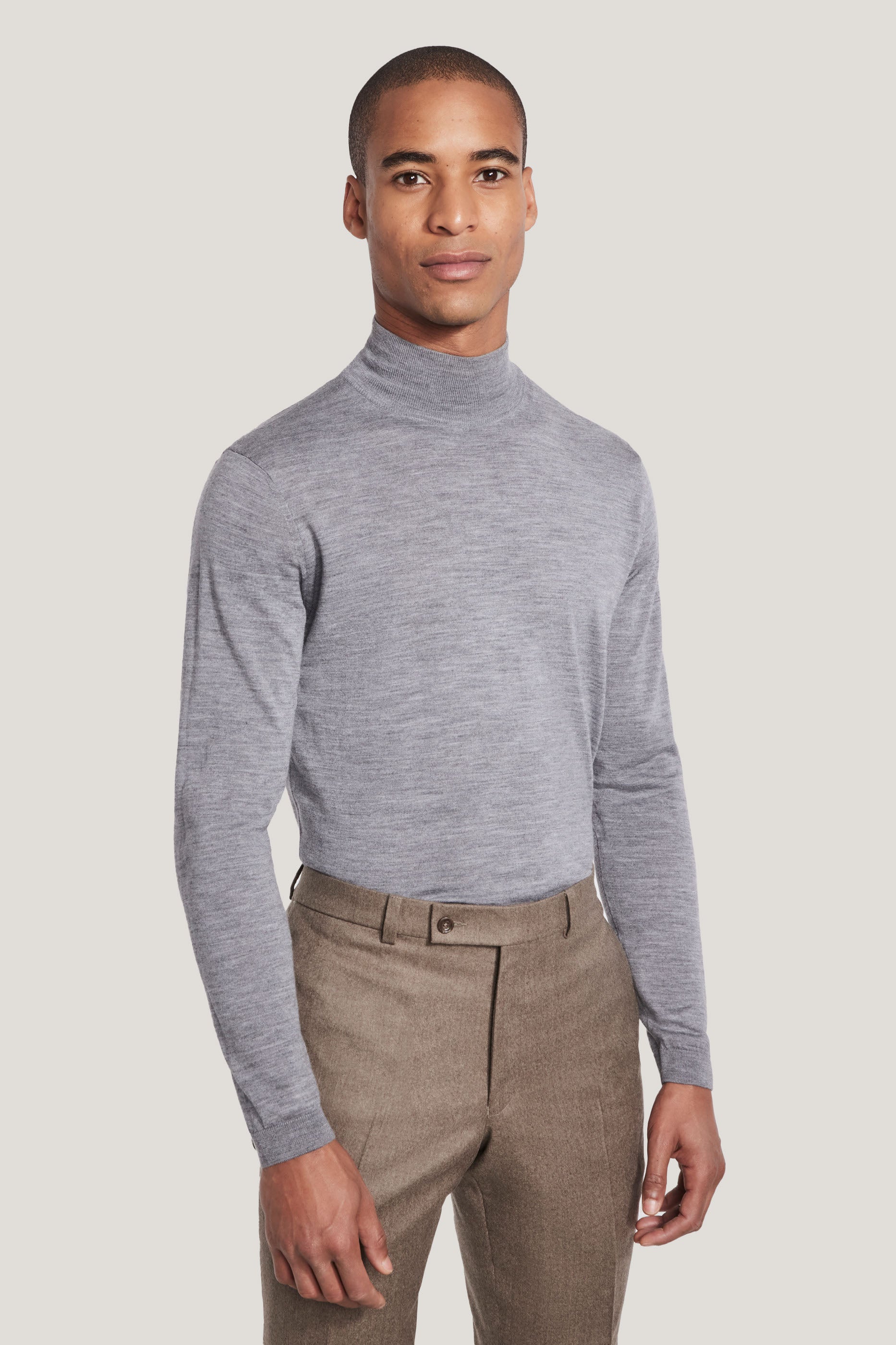 Alt view Grey Mock Neck