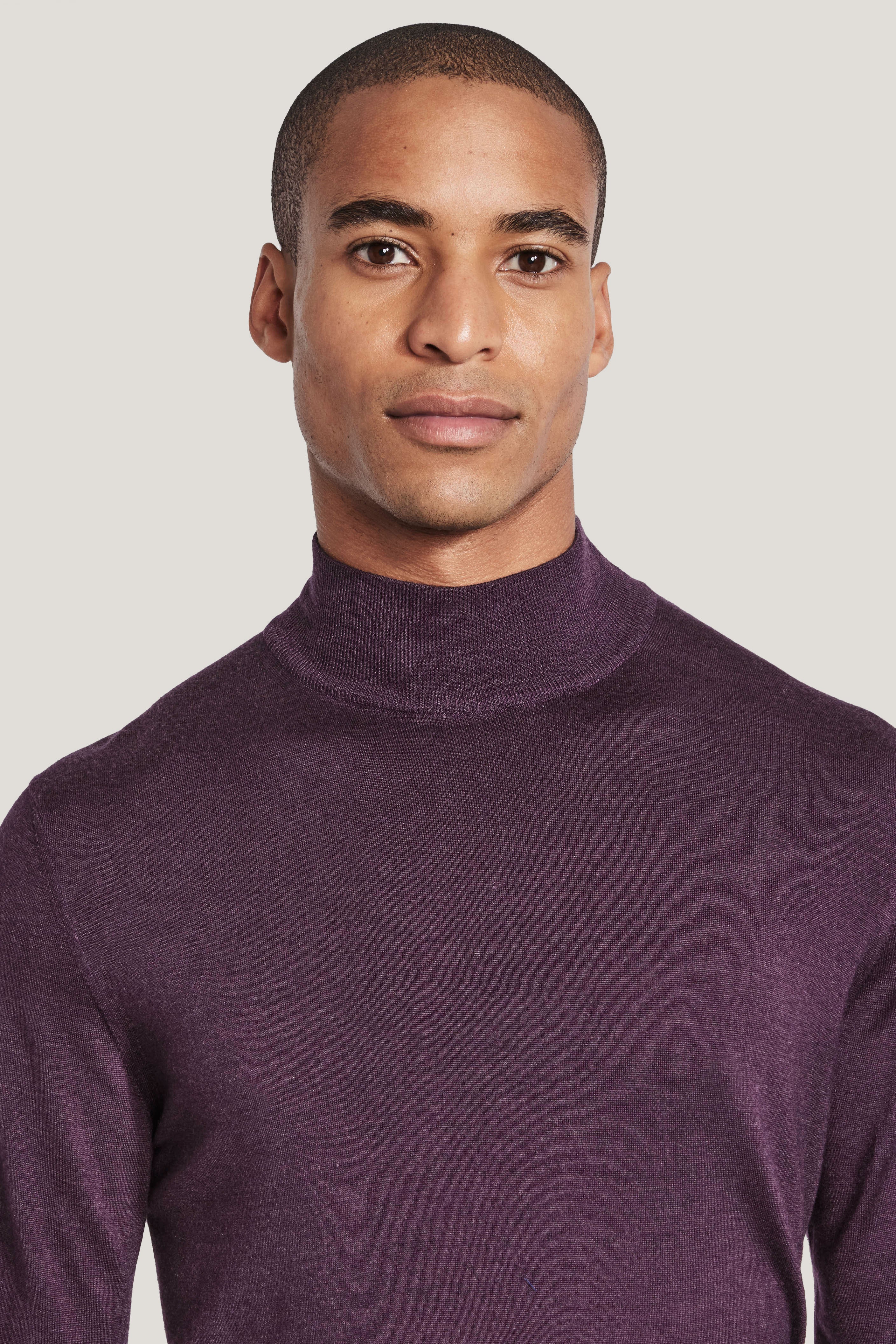 Plum Mock Neck Wool Silk and Cashmere Jack Victor