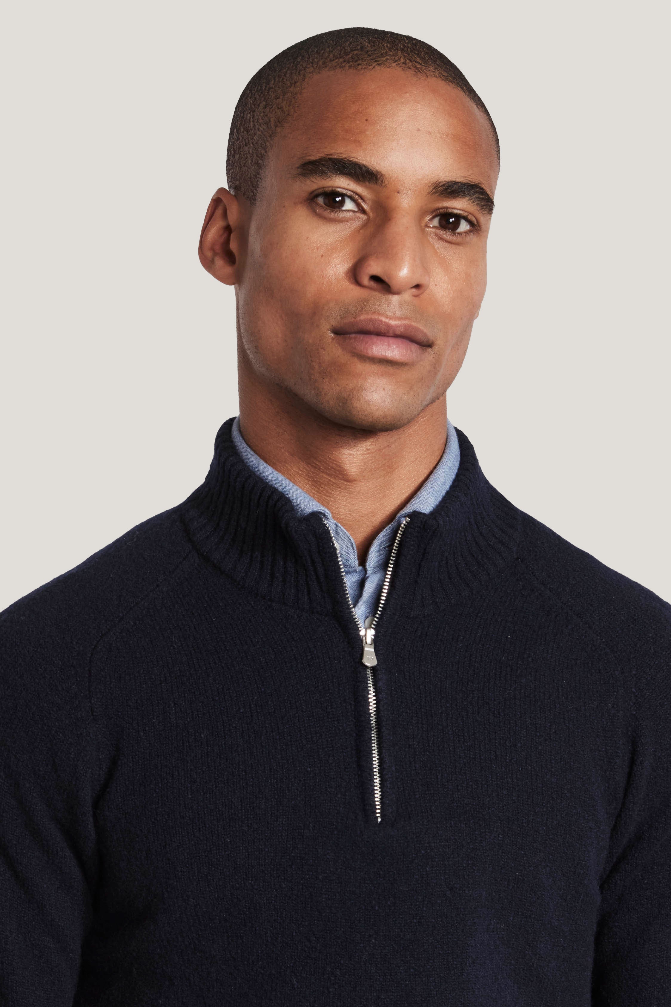 Alt view 1 Navy Quarter Zip Donegal Sweater