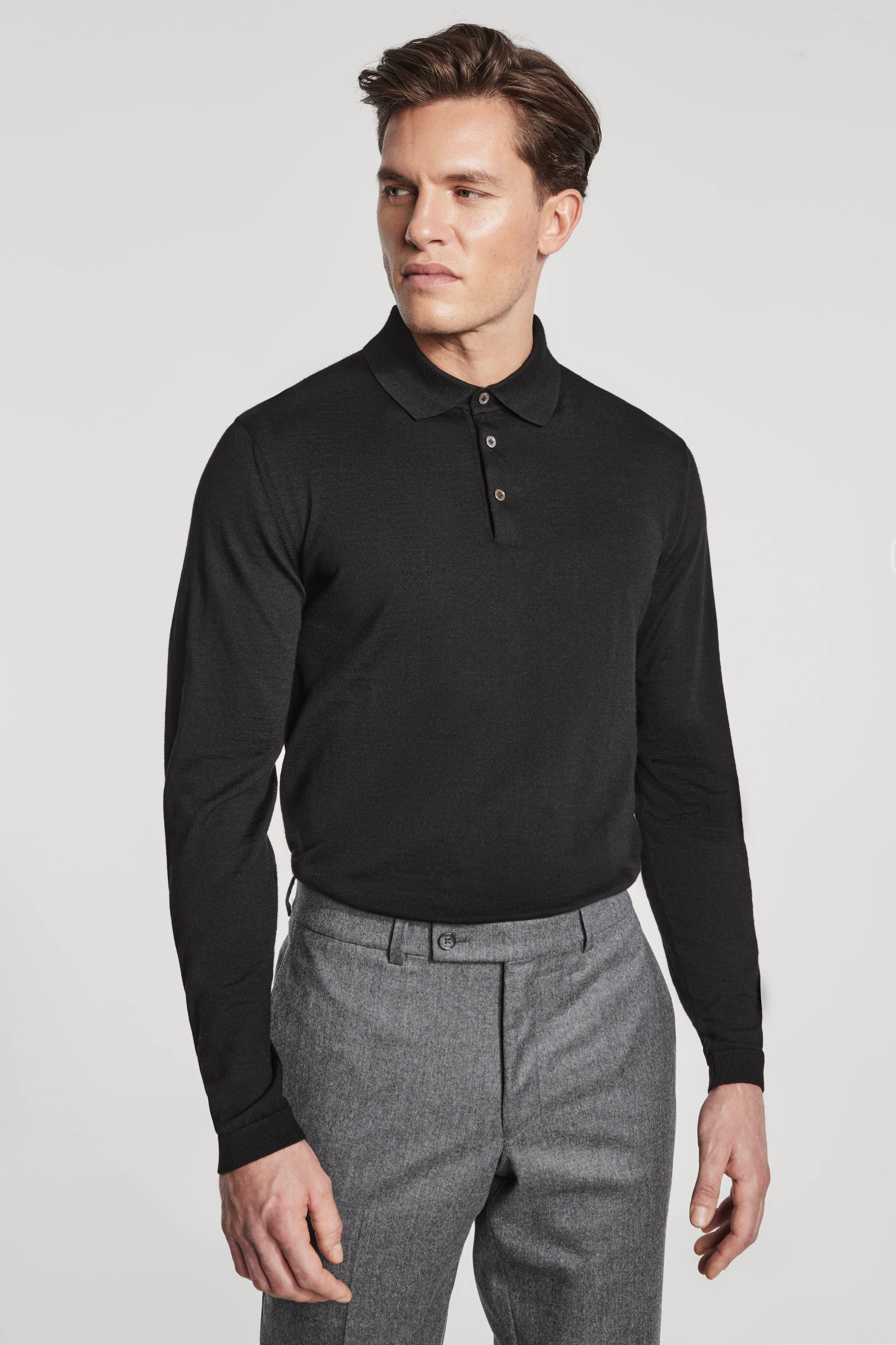 Alt view Black Long-Sleeve Polo