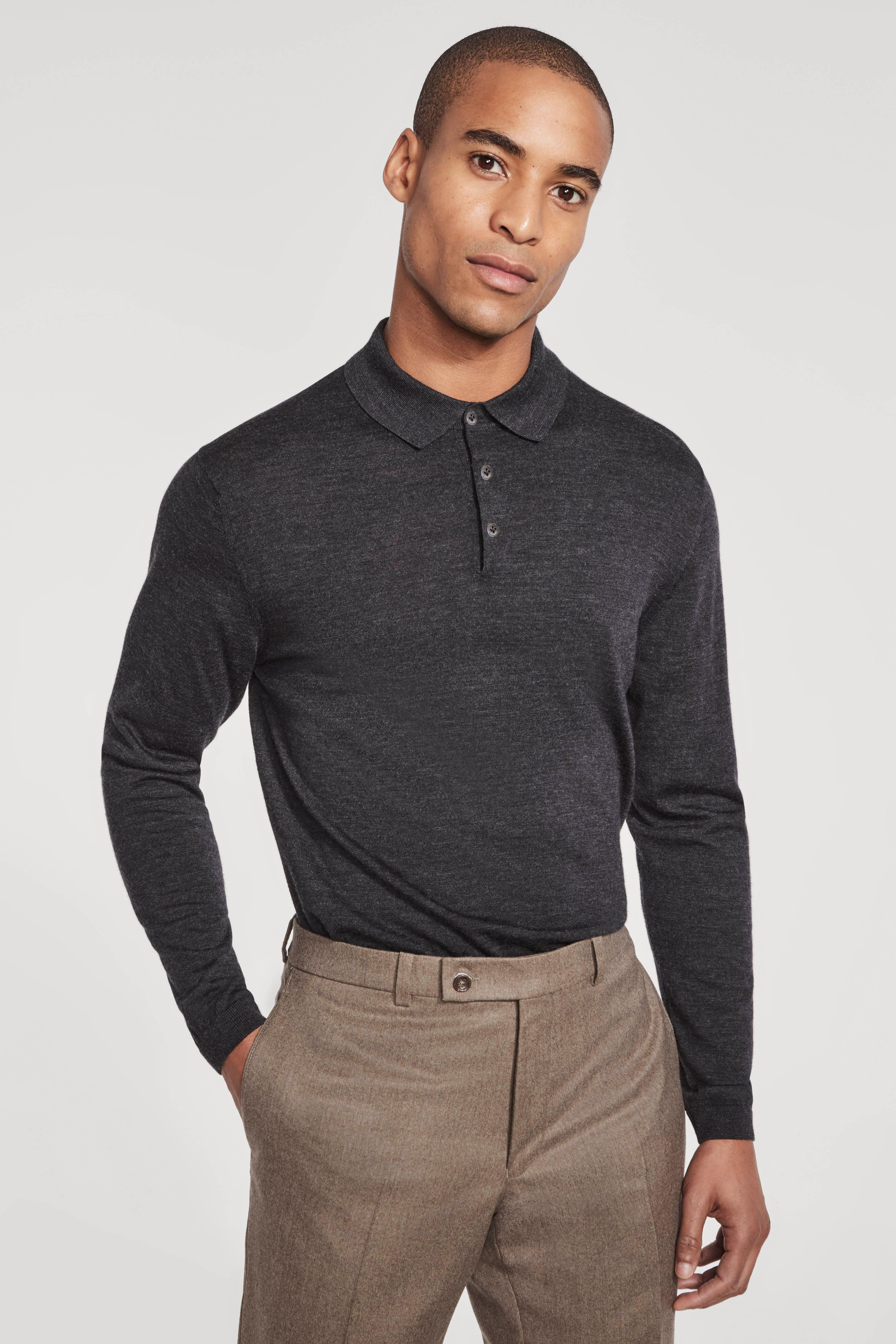 Alt view Charcoal Long-Sleeve Polo