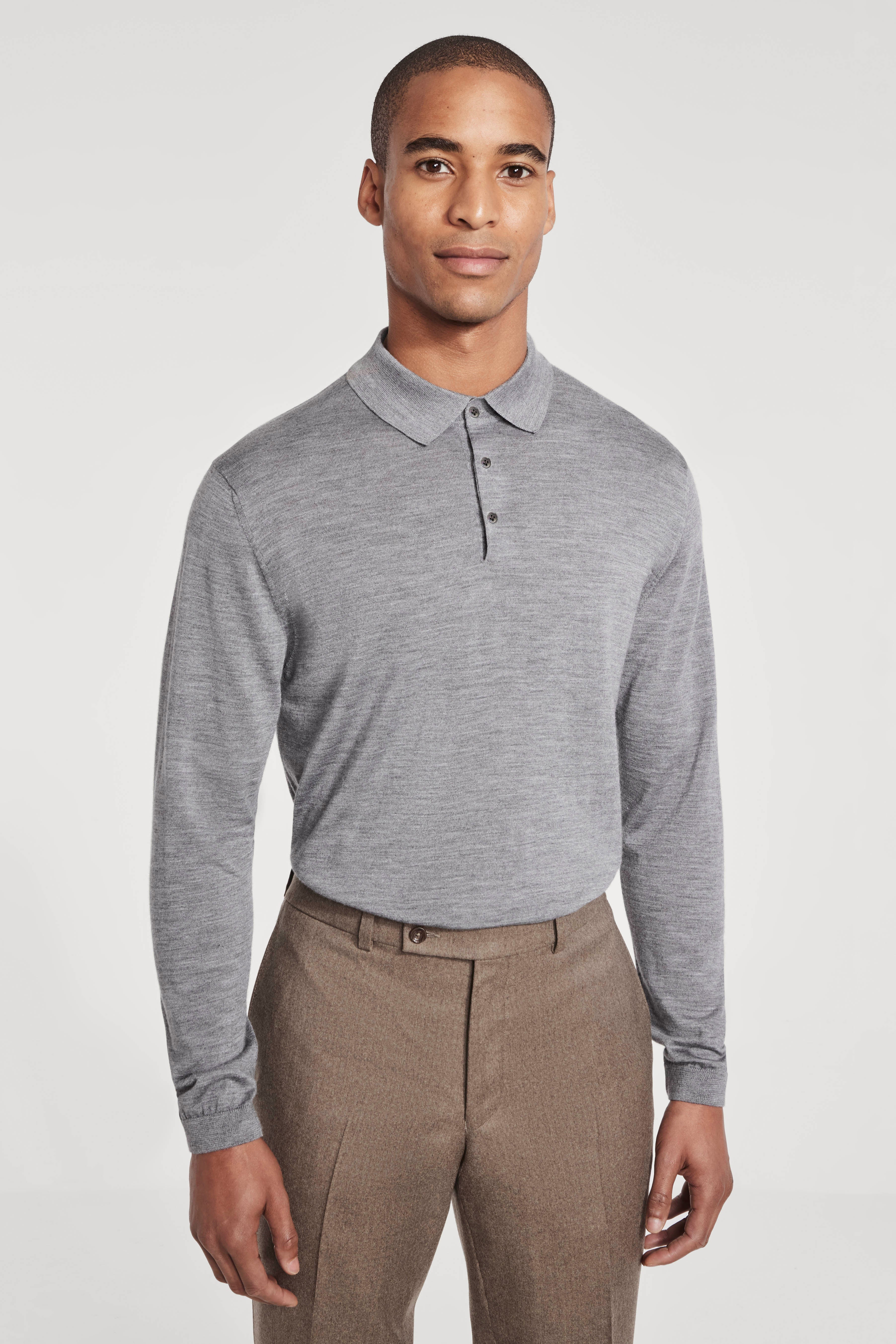 Alt view Grey Long-Sleeve Polo