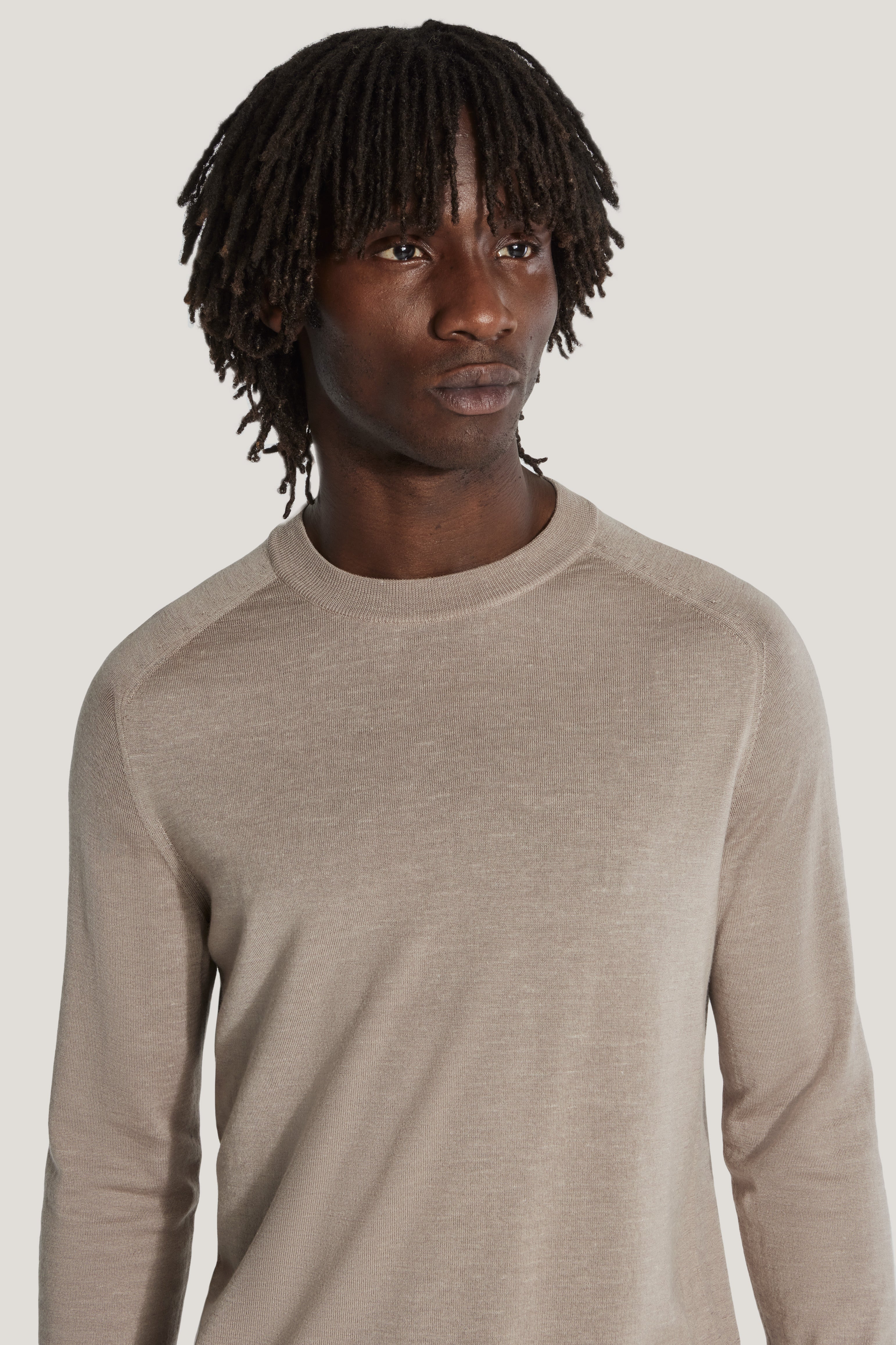 Alt view 1 Tan Long Sleeve Crew Neck